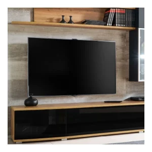 NOUVOMEUBLE Ensemble Meuble TV Noir Et Couleur Bois BAGNOLO 9