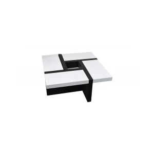 Mobili Rebecca Table Basse Carre Bois Noir Blanc Design Contemporain Salon Sejour 7