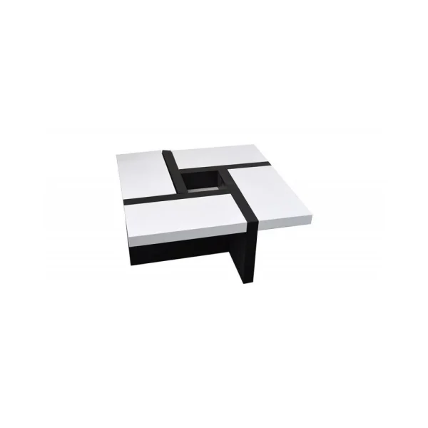 Mobili Rebecca Table Basse Carre Bois Noir Blanc Design Contemporain Salon Sejour 3