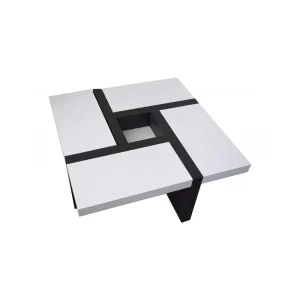 Mobili Rebecca Table Basse Carre Bois Noir Blanc Design Contemporain Salon Sejour 9