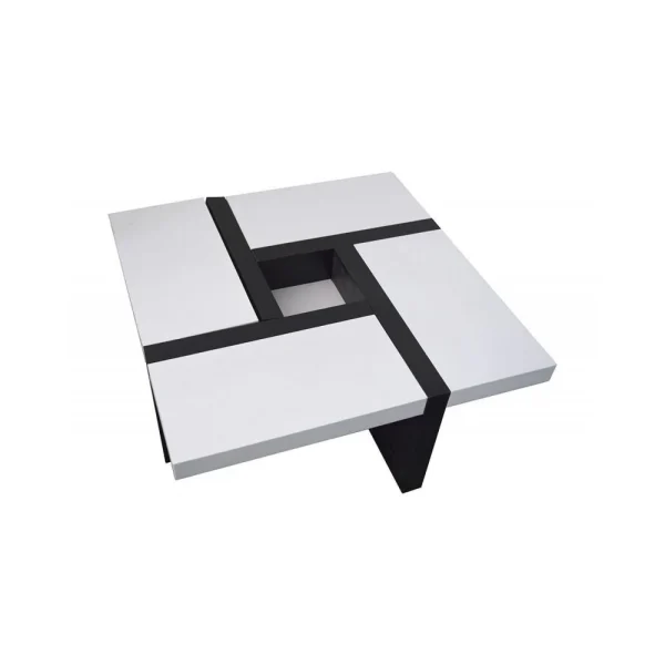 Mobili Rebecca Table Basse Carre Bois Noir Blanc Design Contemporain Salon Sejour 4