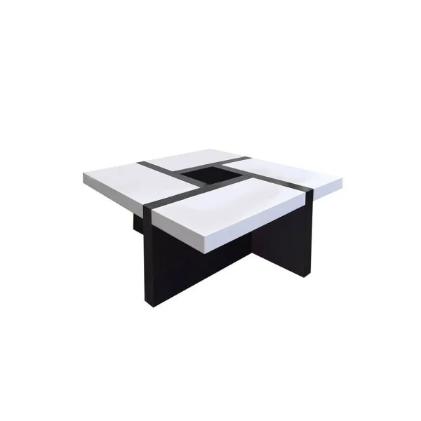 Mobili Rebecca Table Basse Carre Bois Noir Blanc Design Contemporain Salon Sejour 1