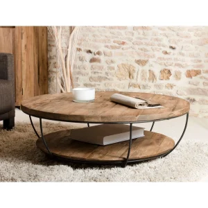 MACABANE Table Basse En Teck Double Plateau Noir QUILA 8