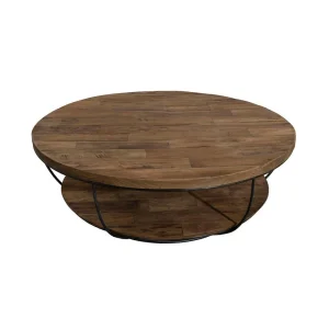 MACABANE Table Basse En Teck Double Plateau Noir QUILA 10