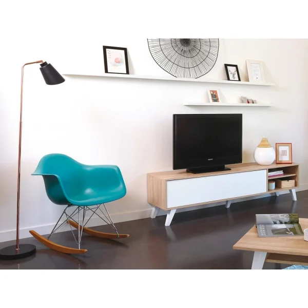 Meuble TV PRISM Avec Abattant – Chêne Naturel Et Blanc – TEMAHOME 3