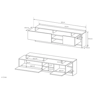 Vente-unique Mur TV Avec Rangements – Coloris : Naturel Et Anthracite – IDESIA 15