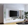 Vente-unique Mur TV Avec Rangements Et LEDs – Blanc Laqué – BRIANO 7