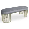 MENZZO Banquette Orleans Velours Gris Pieds Or 14