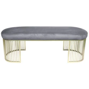 MENZZO Banquette Orleans Velours Gris Pieds Or 8