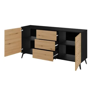 Bestmobilier Peter – Buffet Bas – Bois Et Noir – 154 Cm – Style Industriel 11