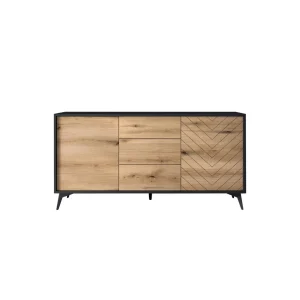 Bestmobilier Peter – Buffet Bas – Bois Et Noir – 154 Cm – Style Industriel 15