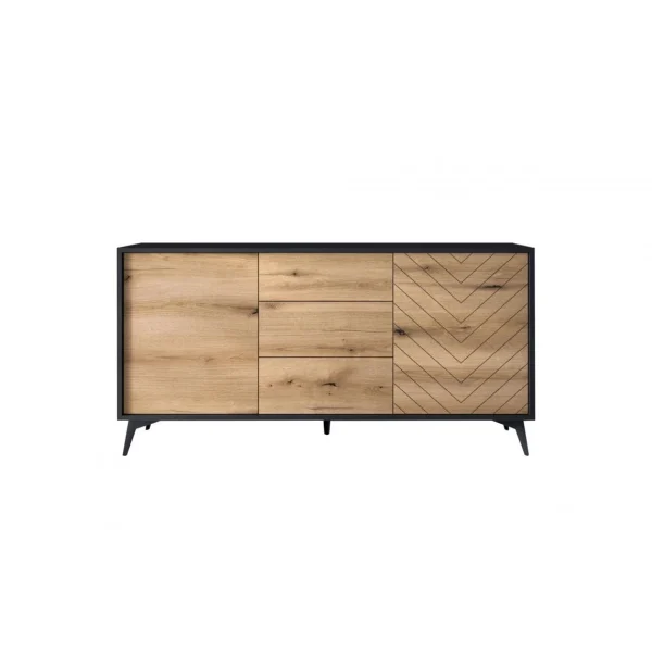 Bestmobilier Peter – Buffet Bas – Bois Et Noir – 154 Cm – Style Industriel 6