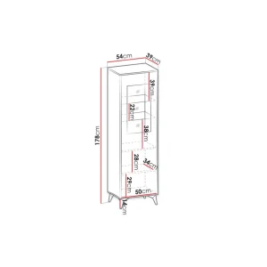 Bestmobilier Peter – Vitrine – Bois Et Noir – 54×178 Cm – Style Industriel 15