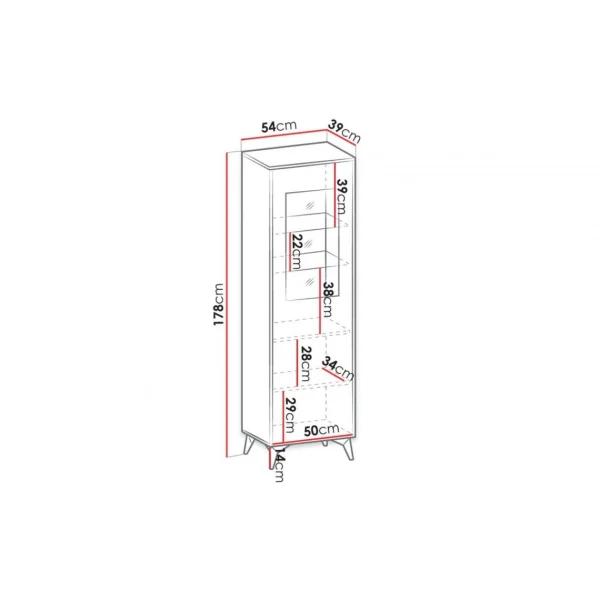 Bestmobilier Peter – Vitrine – Bois Et Noir – 54×178 Cm – Style Industriel 6