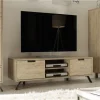 NOUVOMEUBLE Petit Meuble Tv Moderne Couleur Bois Clair JACE 14