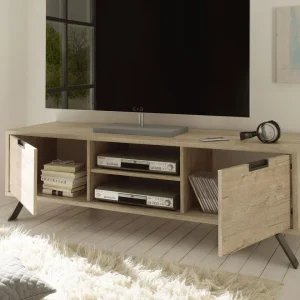 NOUVOMEUBLE Petit Meuble Tv Moderne Couleur Bois Clair JACE 10