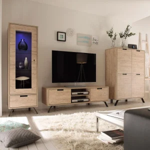 NOUVOMEUBLE Petit Meuble Tv Moderne Couleur Bois Clair JACE 12