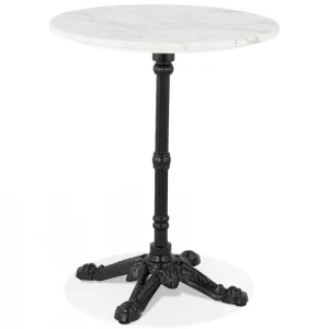 Alterego Petite Table Bistrot Ronde ‘MARAY’ Style Rustique En Pierre Blanche Ef… 9