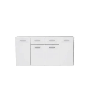 Marque Generique PILVI Buffet Bas 4 Portes 4 Tiroirs – Blanc Mat – L 162,3 X P 34,2 X H… 6