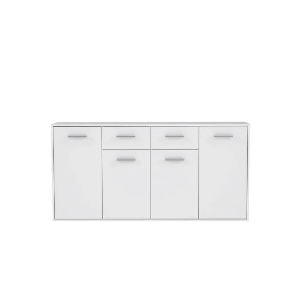 Marque Generique PILVI Buffet Bas 4 Portes 4 Tiroirs – Blanc Mat – L 162,3 X P 34,2 X H… 3