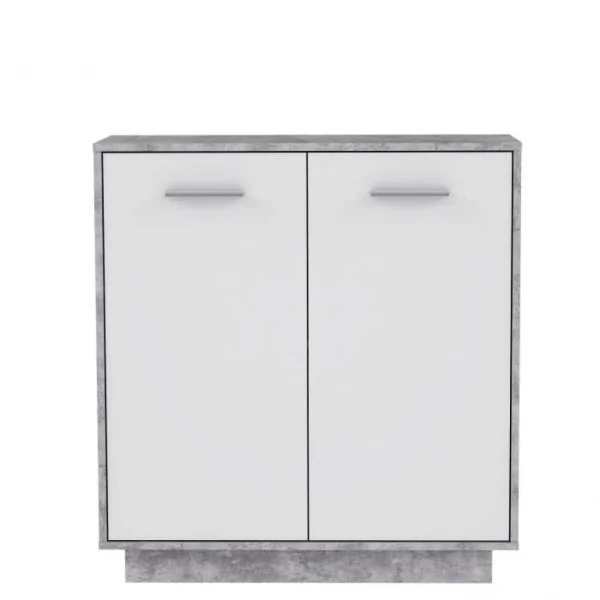 CSTORE PILVI Meuble De Rangement 2 Portes – Blanc Et Béton Gris Clair – L 82… 3