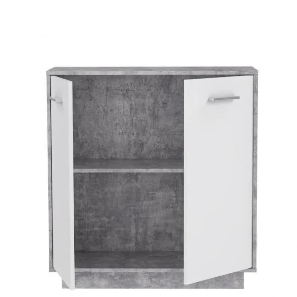 CSTORE PILVI Meuble De Rangement 2 Portes – Blanc Et Béton Gris Clair – L 82… 6