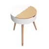 Altobuy Rofia – Table Basse Ronde Blanche Avec Coffre 17