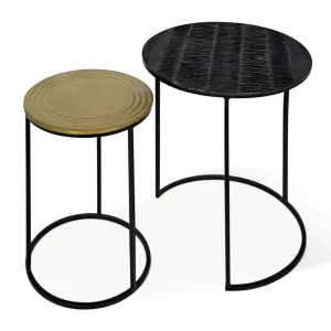 Rousseau Ensemble De Tables D’appoint 2 Pcs Ronda Métal Noir Et Doré 9