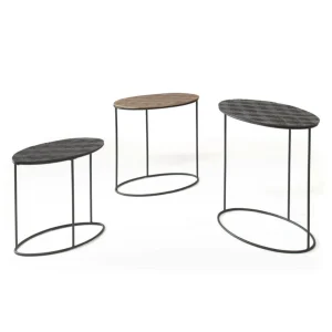 Rousseau Ensemble De Tables D’appoint 3 Pcs Tanto Métal Noir Et Doré 9