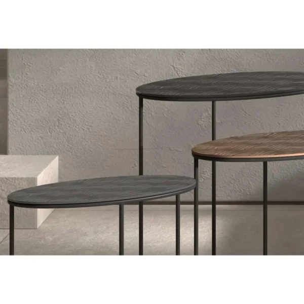 Rousseau Ensemble De Tables D’appoint 3 Pcs Tanto Métal Noir Et Doré 4