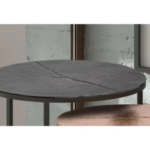 Rousseau Ensemble Tables D’appoint 2 Pcs Magrite Métal Gris Et Cuivre 11