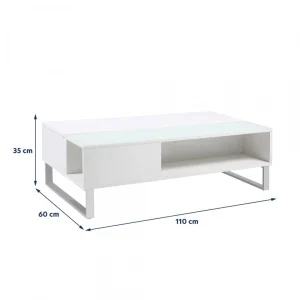 SELSEY Table Basse – KOSTRENA – 110×60 Cm – Blanc 15