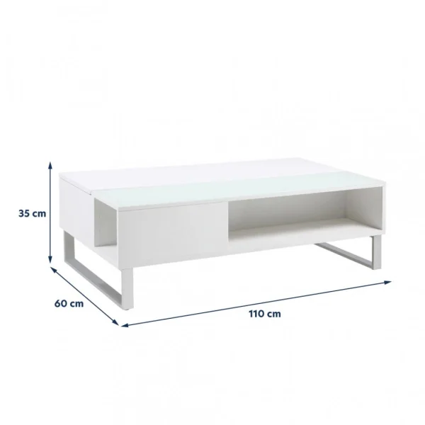 SELSEY Table Basse – KOSTRENA – 110×60 Cm – Blanc 6