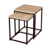 Urban Living Set De 2 Bout De Canapé Carré – H. 50 Cm – Noir Et Bois 19