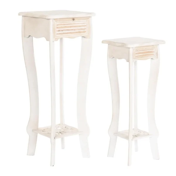 Pegane Set De 2 Tables D’appoints En Bois MDF Coloris Blanc 1