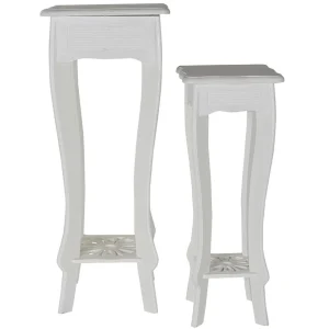 Pegane Set De 2 Tables D’appoints En Bois MDF Coloris Blanc 9