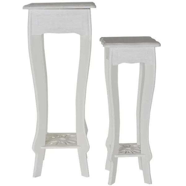 Pegane Set De 2 Tables D’appoints En Bois MDF Coloris Blanc 3