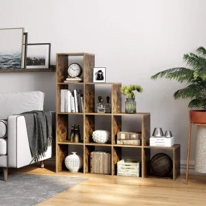 Hucoco STELLY – Étagère Casier Style Rustique Salon/chambre à Coucher – 12… 13