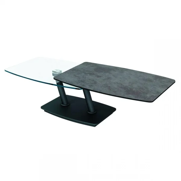 Altobuy STURI – Table Basse Plateaux Arrondis Verre Et Céramique 1