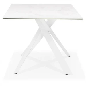 Paris Prix Table à Manger 180 Cm En Verre Blanc Et Piètement Blanc – CLIFF 11