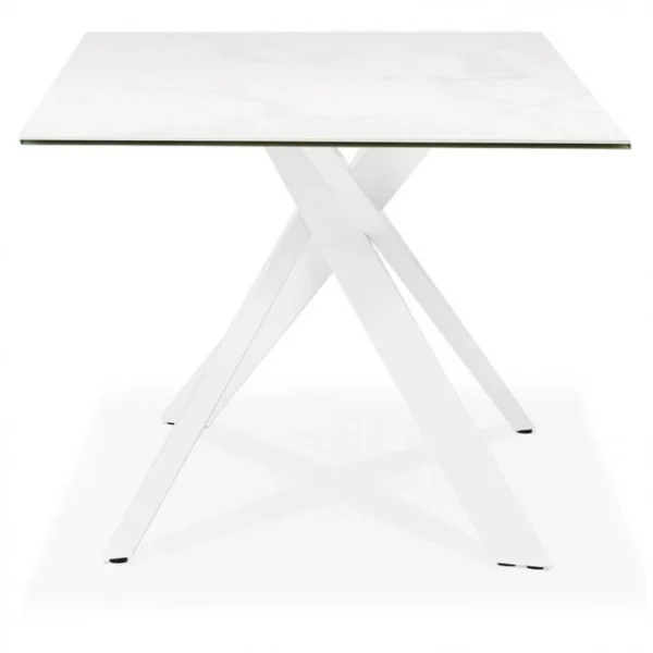 Paris Prix Table à Manger 180 Cm En Verre Blanc Et Piètement Blanc – CLIFF 4