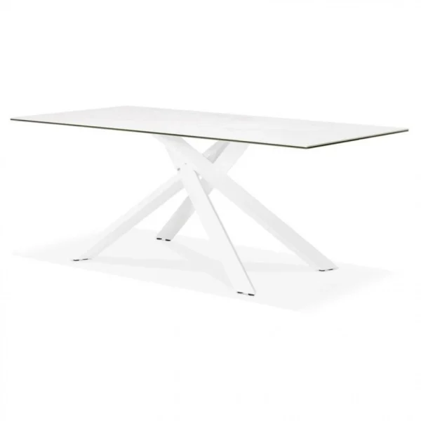 Paris Prix Table à Manger 180 Cm En Verre Blanc Et Piètement Blanc – CLIFF 5