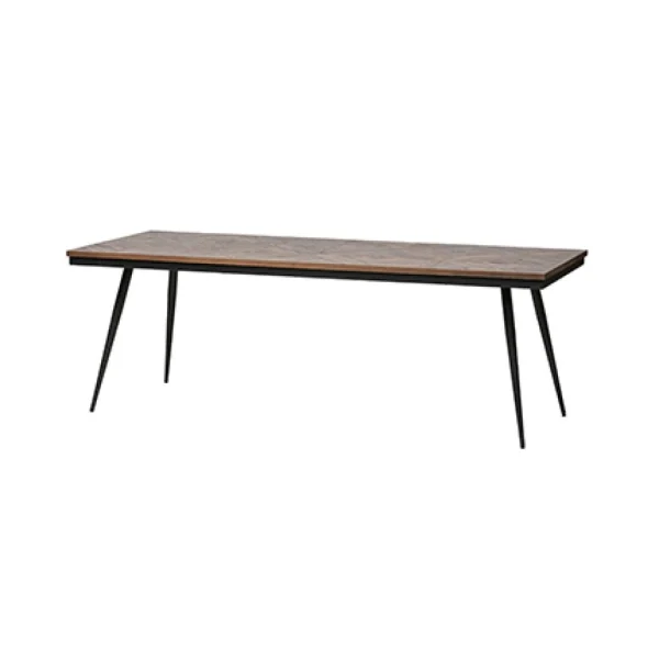 MES Table à Manger 220x90x76 En Teck Recyclé Marron Et Noir – YUMI 1