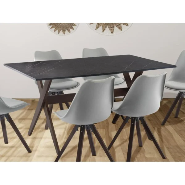 Vente-unique Table à Manger 6 Couverts En MDF Et Hêtre – Anthracite Et Naturel Fo… 1