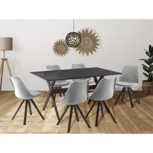 Vente-unique Table à Manger 6 Couverts En MDF Et Hêtre – Anthracite Et Naturel Fo… 8