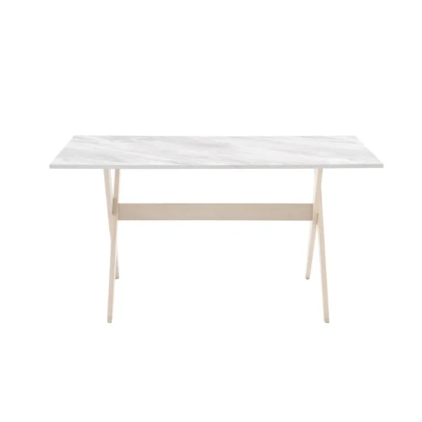 Vente-unique Table à Manger 6 Couverts En MDF Et Hêtre – Blanc Et Naturel Clair -… 4