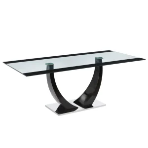 Vente-unique Table à Manger 8 Couverts En MDF, Verre Trempé Et Acier Inoxydable -… 13