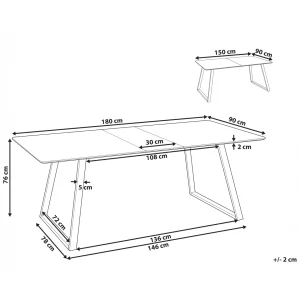 Beliani Table à Manger Extensible 150/180 X 90 Cm TOURAN 7