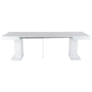 Vente-unique Table à Manger Extensible 4 à 10 Couverts En MDF – Blanc Laqué – MI… 13