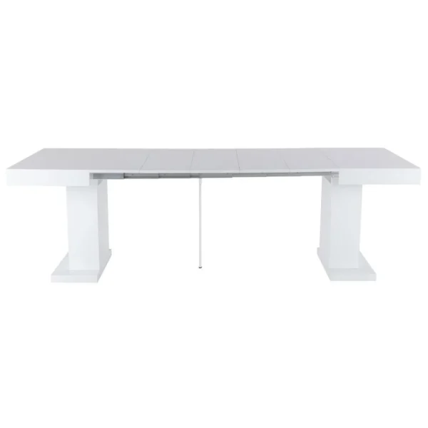 Vente-unique Table à Manger Extensible 4 à 10 Couverts En MDF – Blanc Laqué – MI… 5